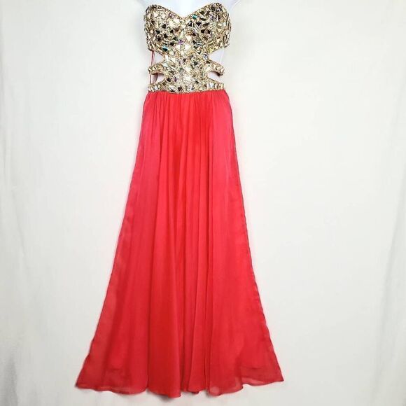 La Femme Size 2 Embellished Cut Out Dress - Picture 1 of 11